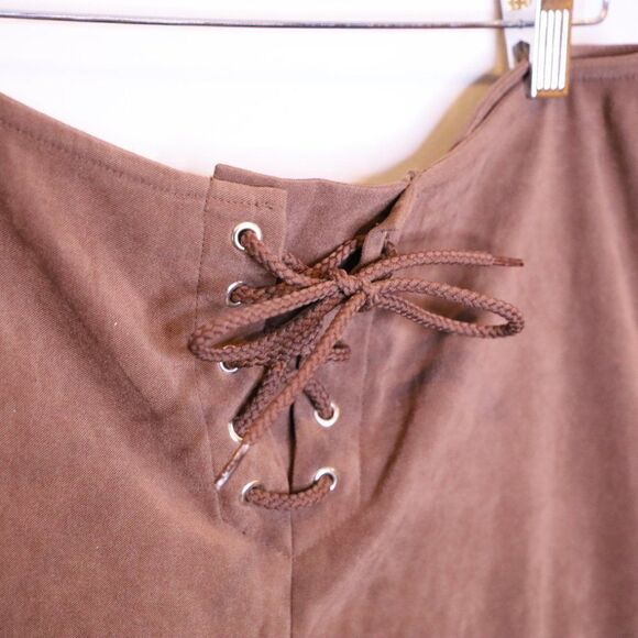 Vintage Y2K Lace Up Fly Flare Brown Pants Sz 6 - Picture 5 of 6